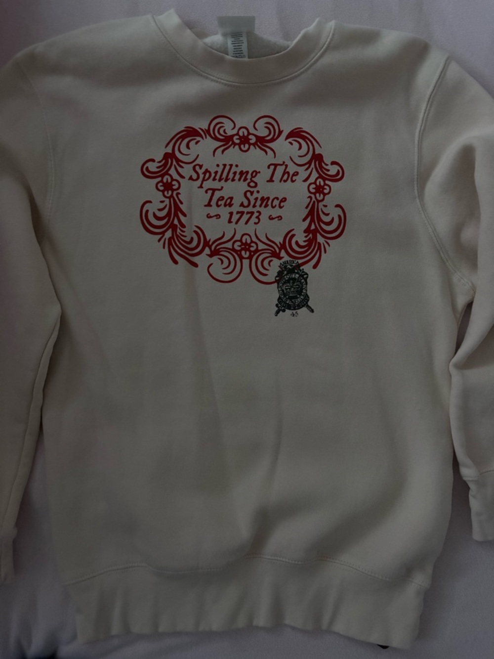 Revolution Cream Crewneck with Red Graphic